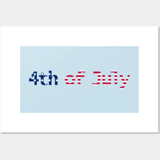 4th of July Typography in Stars and Stripes Text Posters and Art